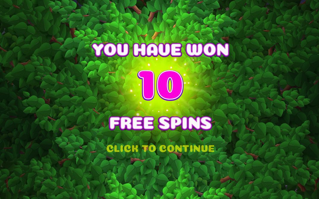 Zweiter Free-Spins-Bildschirm mit Symbolen im Raster